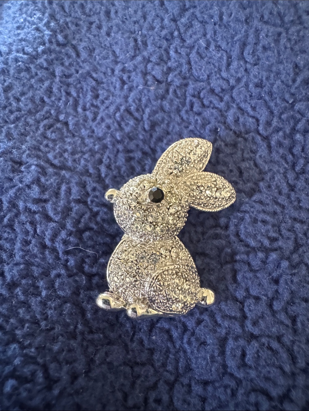 Silver Crystal Bunny Brooch - Sparkling Animal Pin